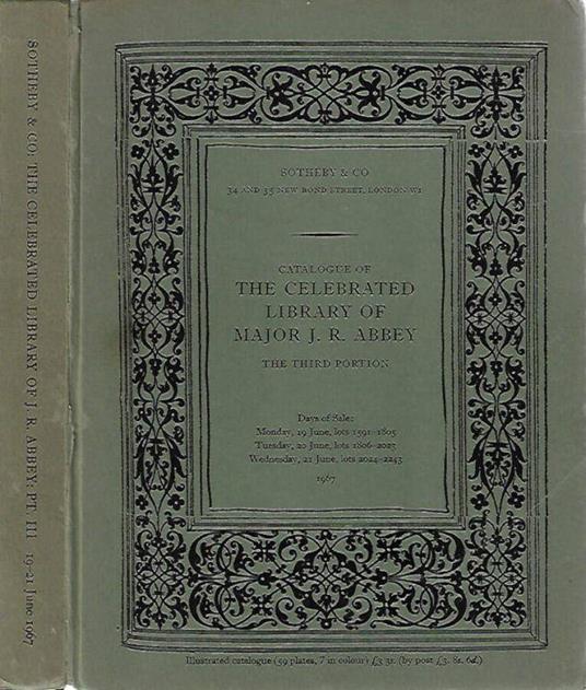 Catalogue of The Celebrated Library Of Major J. R. Abbey - The Third Portion - copertina