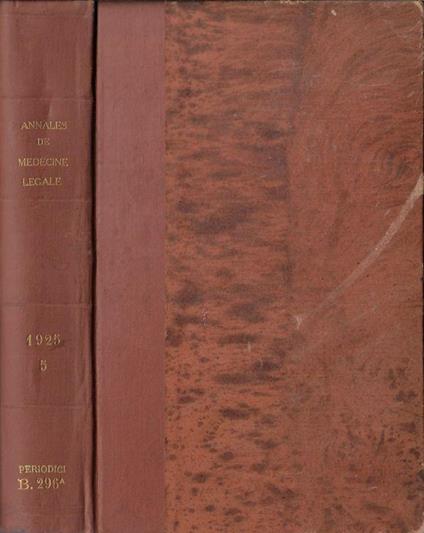 Annales de médecine légale de criminologie et de police scientifique Tome V 1925 - copertina