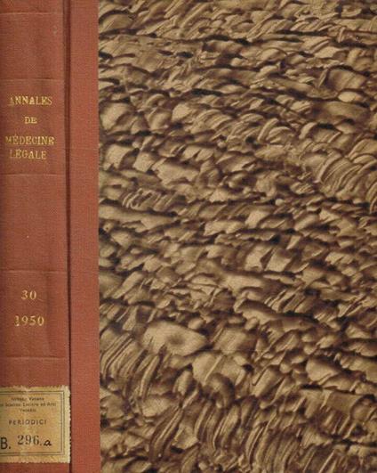 Annales de médecine légale. XXX année, 1950 - copertina