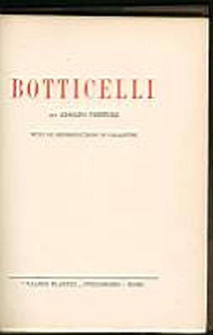 Botticelli - Adolfo Venturi - copertina