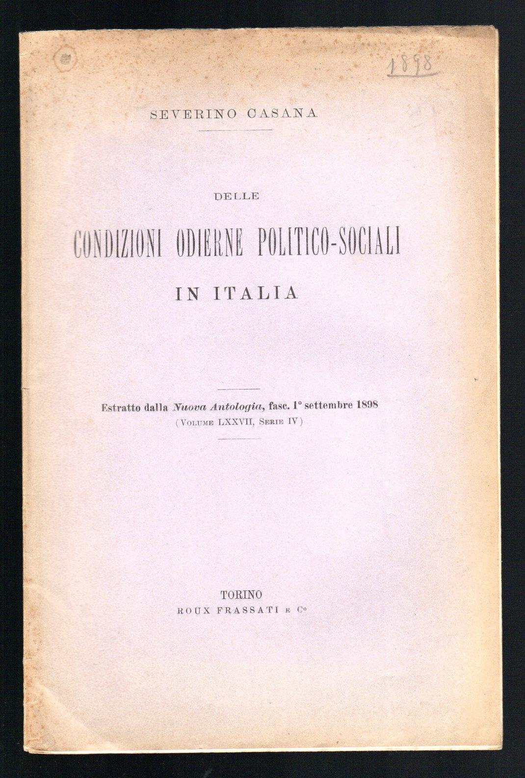 Delle condizioni odierne politico-sociali in Italia