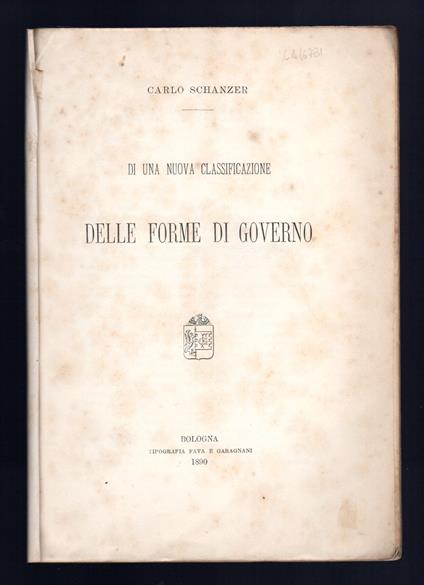 Di una nuova classificazione delle forme di Governo - Carlo Schanzer - copertina