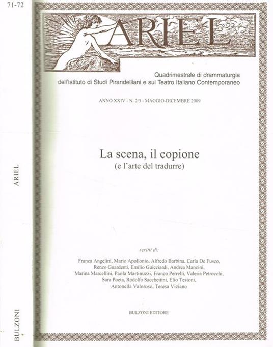 Ariel. Quadrimestrale di drammaturgia. Anno XXIV n.2/3, 2009. La scena, il copione(e l'arte del tradurre) - Alfredo Barbina - copertina