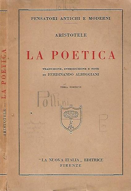 La Poetica - Aristotele - copertina