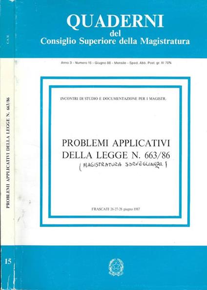 Problemi applicativi della legge N. 663/86 - copertina
