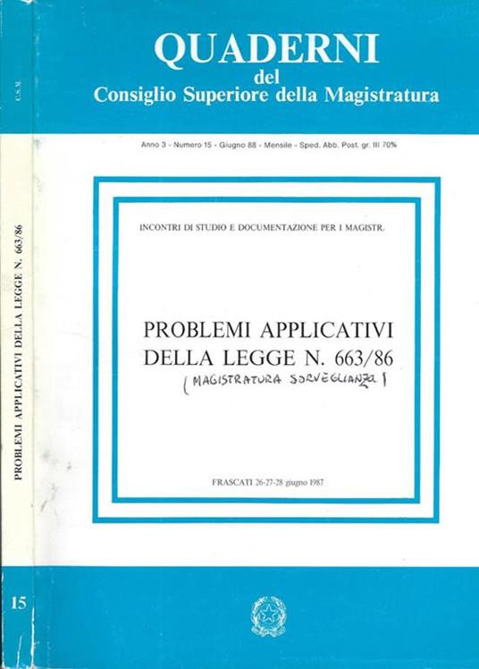 Problemi applicativi della legge N. 663/86 - copertina