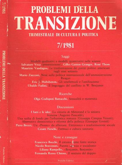 Problemi della transizione 7/1981. Trimestrale di cultura e politica - copertina