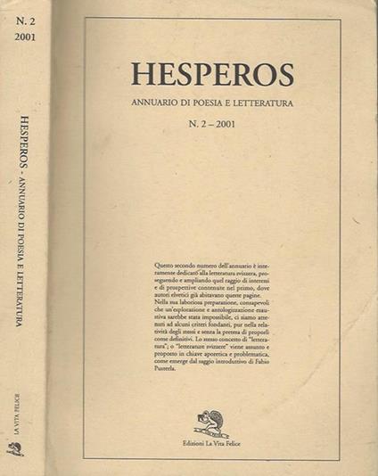 Hesperos Annuario di poesia e letteratura, n. 2. poesie e prose dalle letterature svizzere - copertina