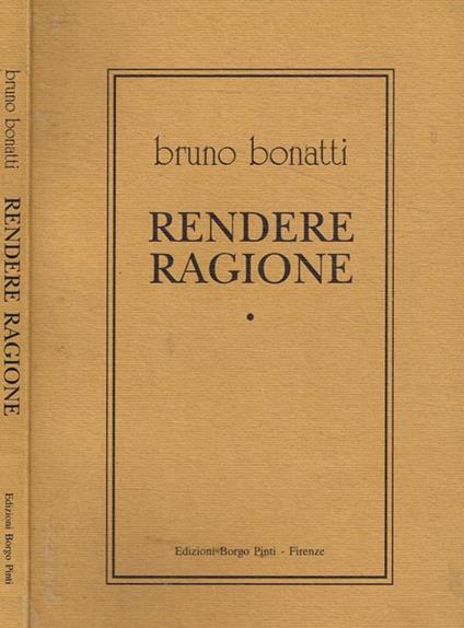 Rendere Ragione - Bruno Bonatti - copertina