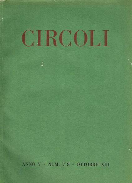 Circoli Anno V N.7-8. Rivista di Letteratura e di Critica - Adriano Grande - copertina