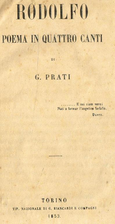 Rodolfo. Poema in quattro canti - Giovanni Prati - copertina