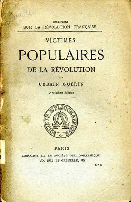 Victimes Populaires. De la revolution - Urbain Guerin - copertina