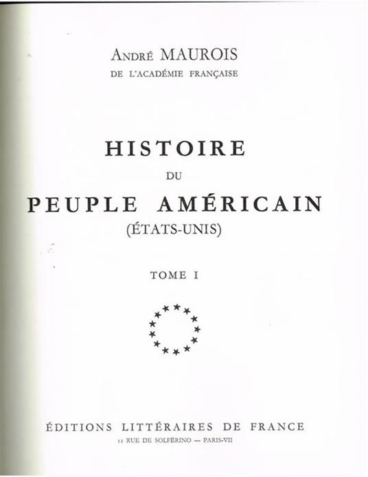 Histoire du peuple Américain. (États-Unis) - André Maurois - copertina