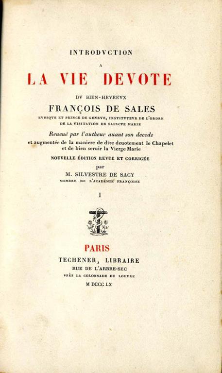 Introduction a la vie devote (vol. I) - Francesco di Sales (san) - copertina