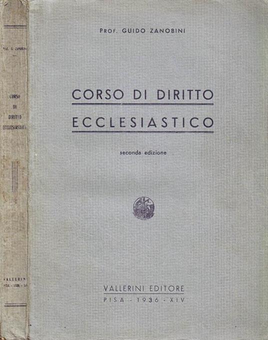 Corso di Diritto Ecclesiastico - Guido Zanobini - copertina