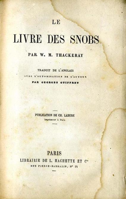Le Livre Des Snobs - William M. Thackeray - copertina