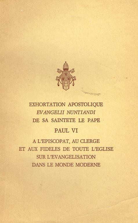 Exhortation apostolique evangelII nuntiandi de sa saintete le pape - Paolo VI - copertina