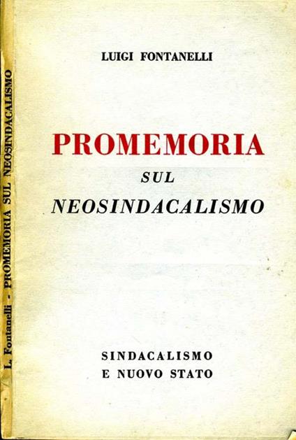 Promemoria Sul Neosindacalismo - Luigi Fontanelli - copertina