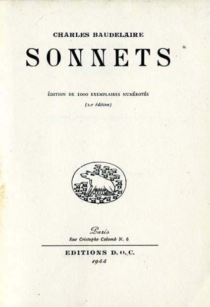Sonnets - Charles Baudelaire - copertina