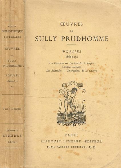 Opere. Poesies 1866-1872 - Sully Prudhomme - copertina