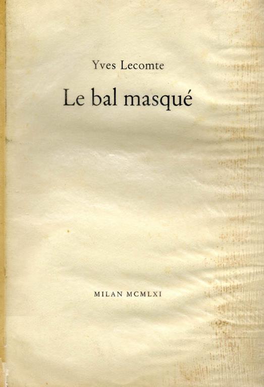 Le bal masqué - Yves Lecomte - copertina