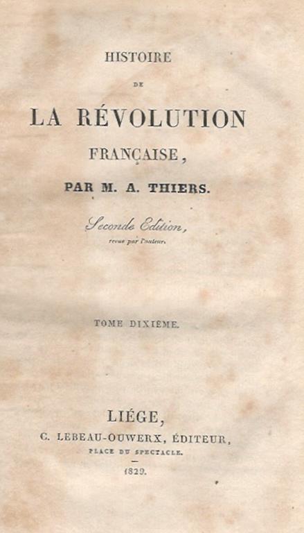 Histoire de la révolution francaise, tome dIXIéme - Adolphe Thiers - copertina