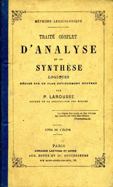 Traité Complet d'Analyse Et De Synthese Logiques - Pierre Larousse - copertina