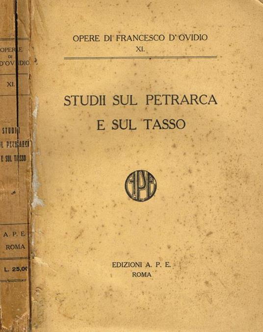 StudII sul petrarca e sul tasso - Francesco D'Ovidio - copertina