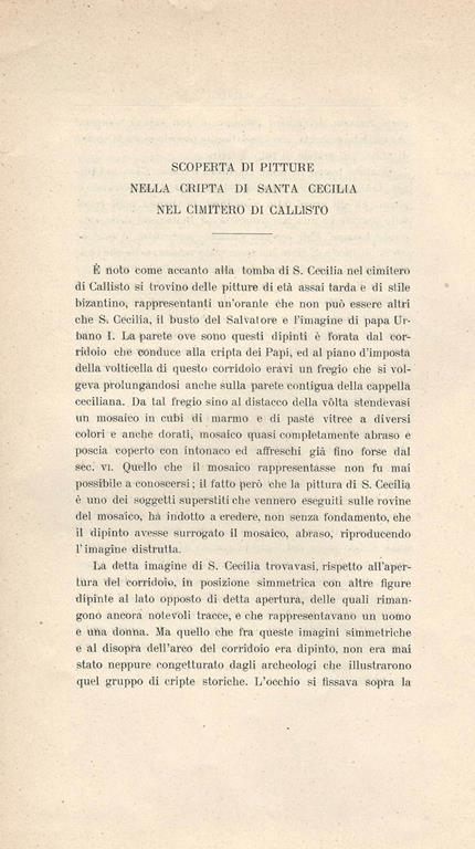 Scoperta di scritture nella cripta di Santa Cecilia nel cimitero di Callisto - P. Sisto Scaglia - copertina