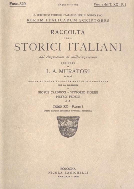 Petri candidi decembrII opuscola historica (fasc. 7 tomo XX parte I) - Lodovico Antonio Muratori - copertina