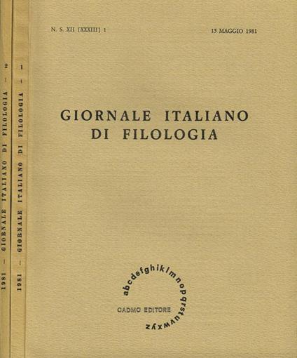 Giornale Italiano Di Filologia N.S. Anno Xii - copertina