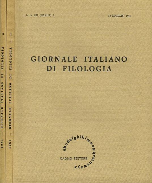 Giornale Italiano Di Filologia N.S. Anno Xii - copertina