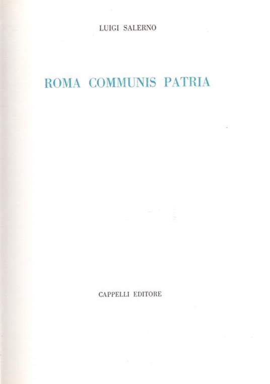 Roma Communis Patria - Luigi Salerno - copertina