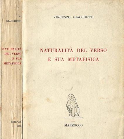 Naturalitá del verso e sua metafisica - Vincenzo Giacchetti - copertina