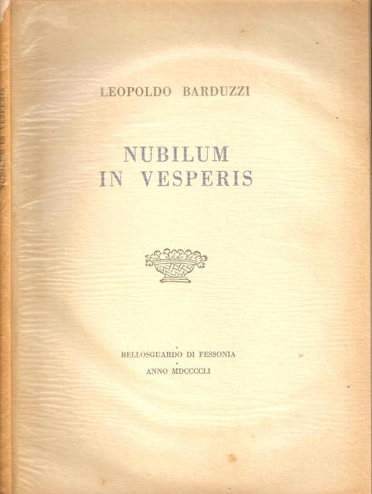 Nubilum in vesperis - Leopoldo Barduzzi - copertina