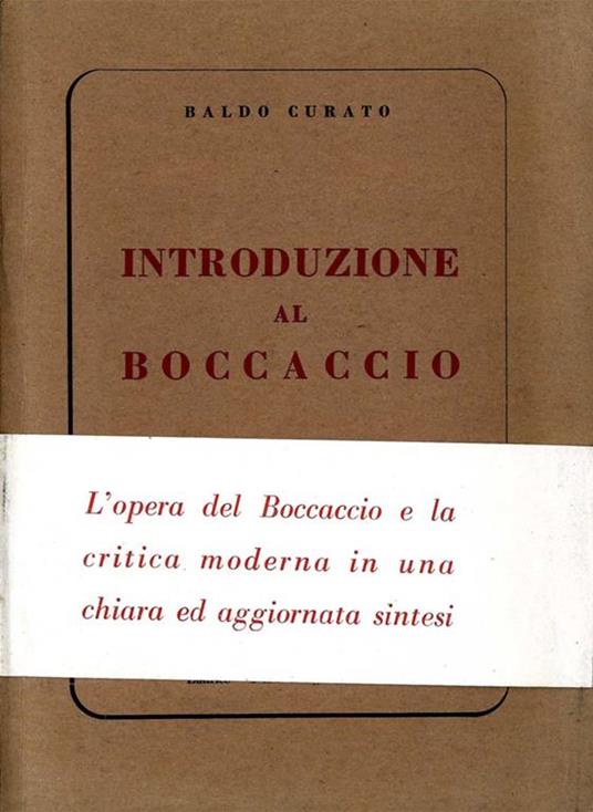 Introduzione Al Boccaccio - Baldo Curato - copertina