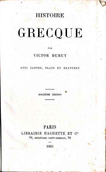 Histoire Greque - Victor Duruy - copertina