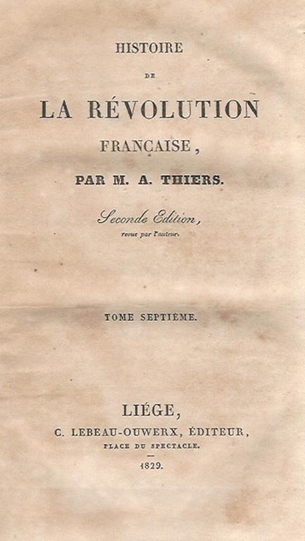 Histoire de la révolution francaise, tome septiéme - Adolphe Thiers - copertina