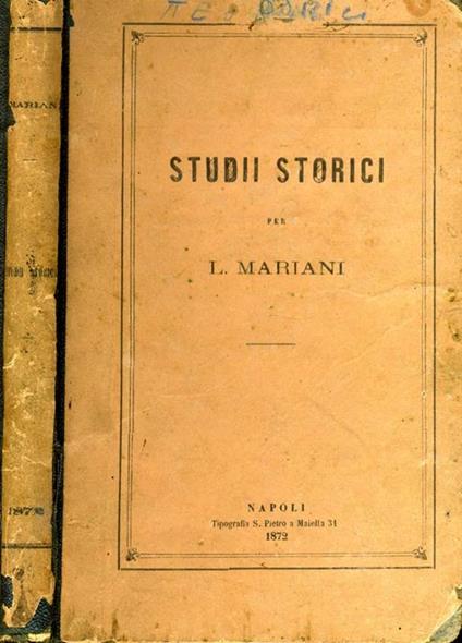 StudII Storici - Luigi Mariani - copertina
