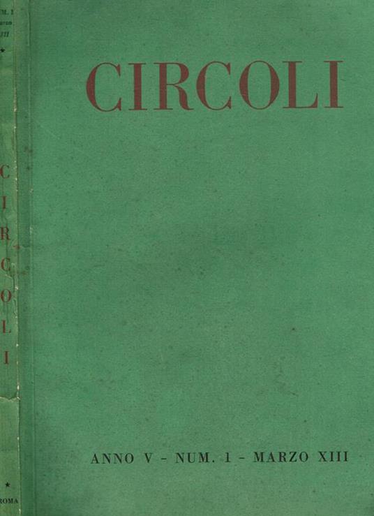 Circoli Anno V N.1. Rivista di Poesia - Adriano Grande - copertina
