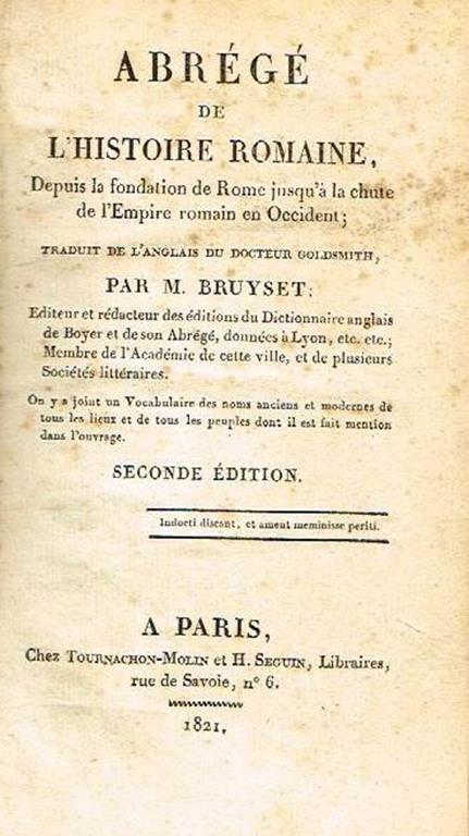 Abregé de l'histoire romaine - Olivia Goldsmith - copertina