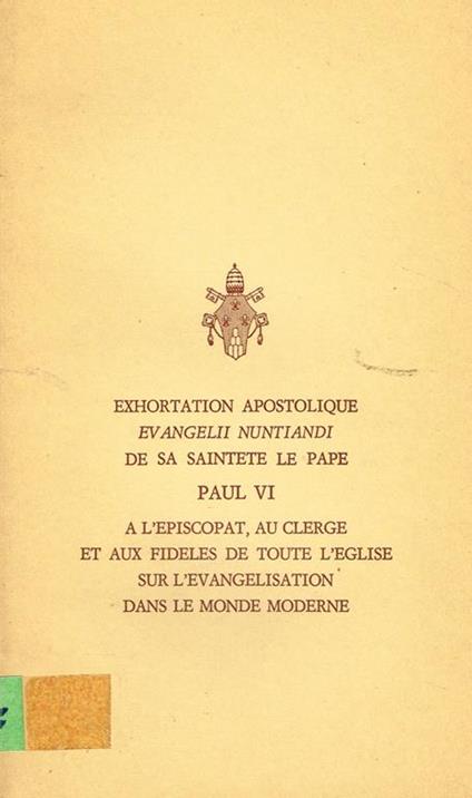 Exhortation apostolique evangelII nuntiandi de sa saintete le pape - Paolo VI - copertina