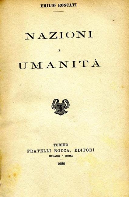 Nazioni e Umanità - Emilio Roncati - copertina