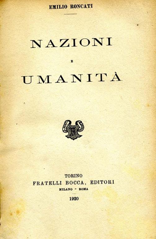 Nazioni e Umanità - Emilio Roncati - copertina