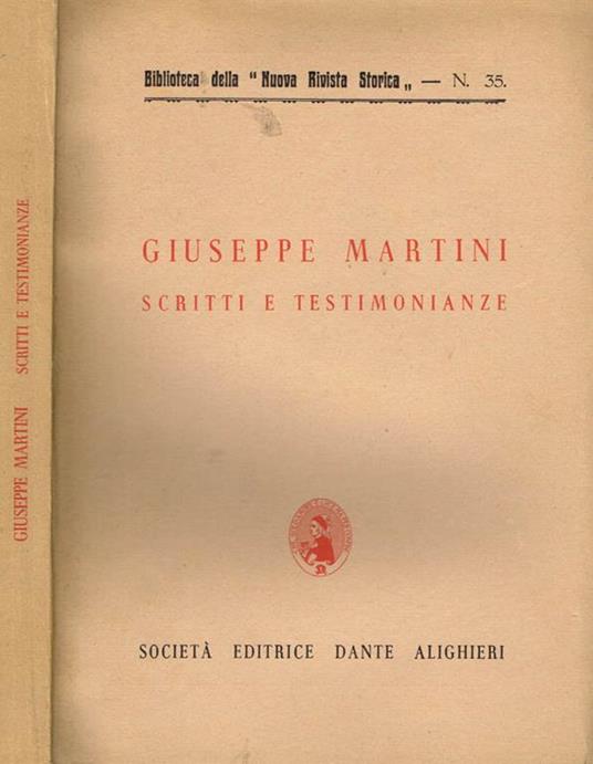 Scritti e testimonianze - Giuseppe Martini - copertina