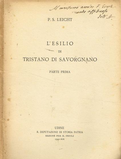 L' Esilio di Tristano di Savorganno - P. Silverio Leicht - copertina