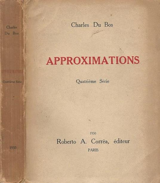 ApproXImations - Charles Du Bos - copertina