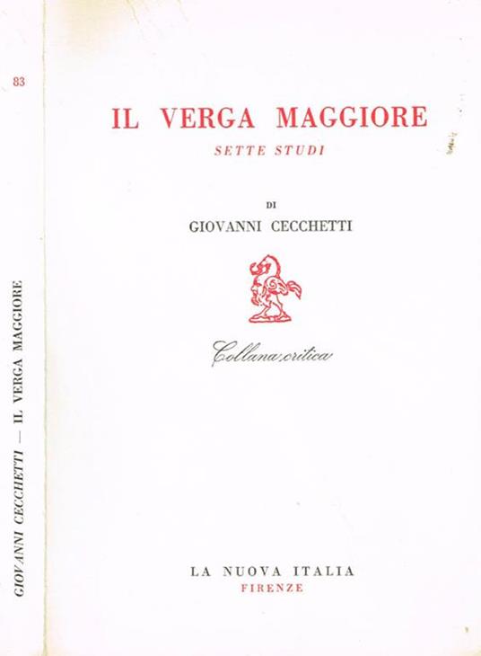 Il verga maggiore. Sette studi - Giovanni Cecchetti - copertina