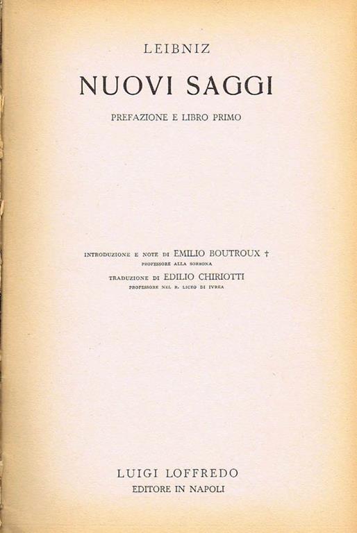 Nuovi Saggi - Gottfried W. Leibniz - copertina