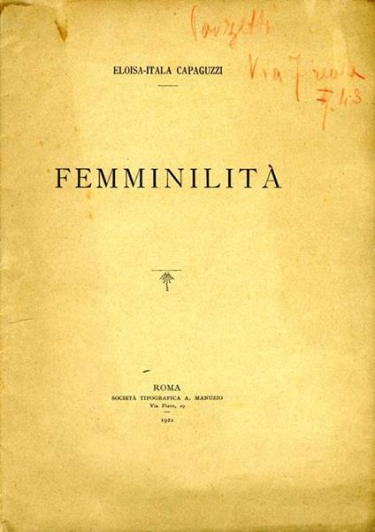 Femminilità - Eloisa Itala Capaguzzi - copertina